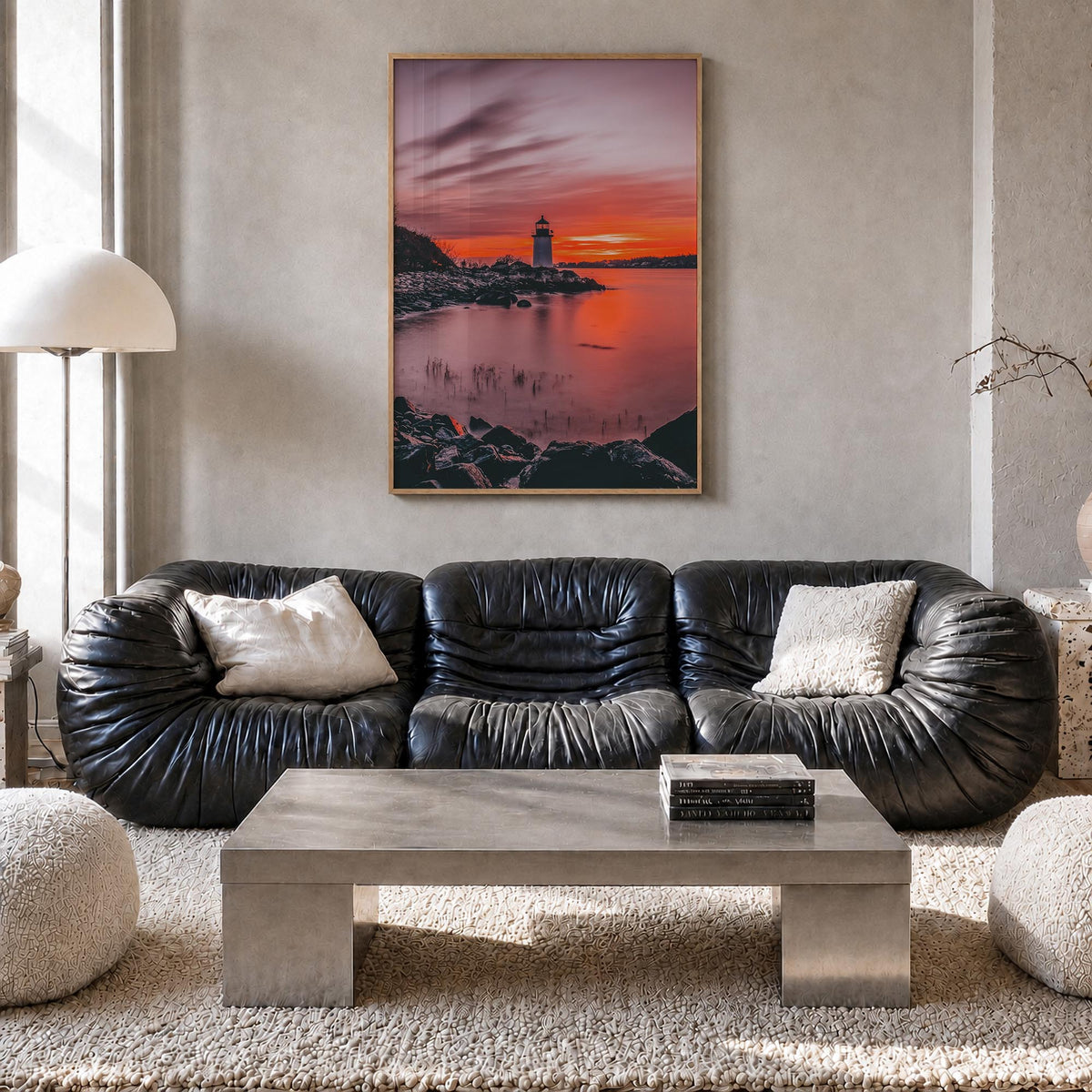 Massachusetts colorful photo poster of United States – vertical wall art in natural wood frame, hanging on wall