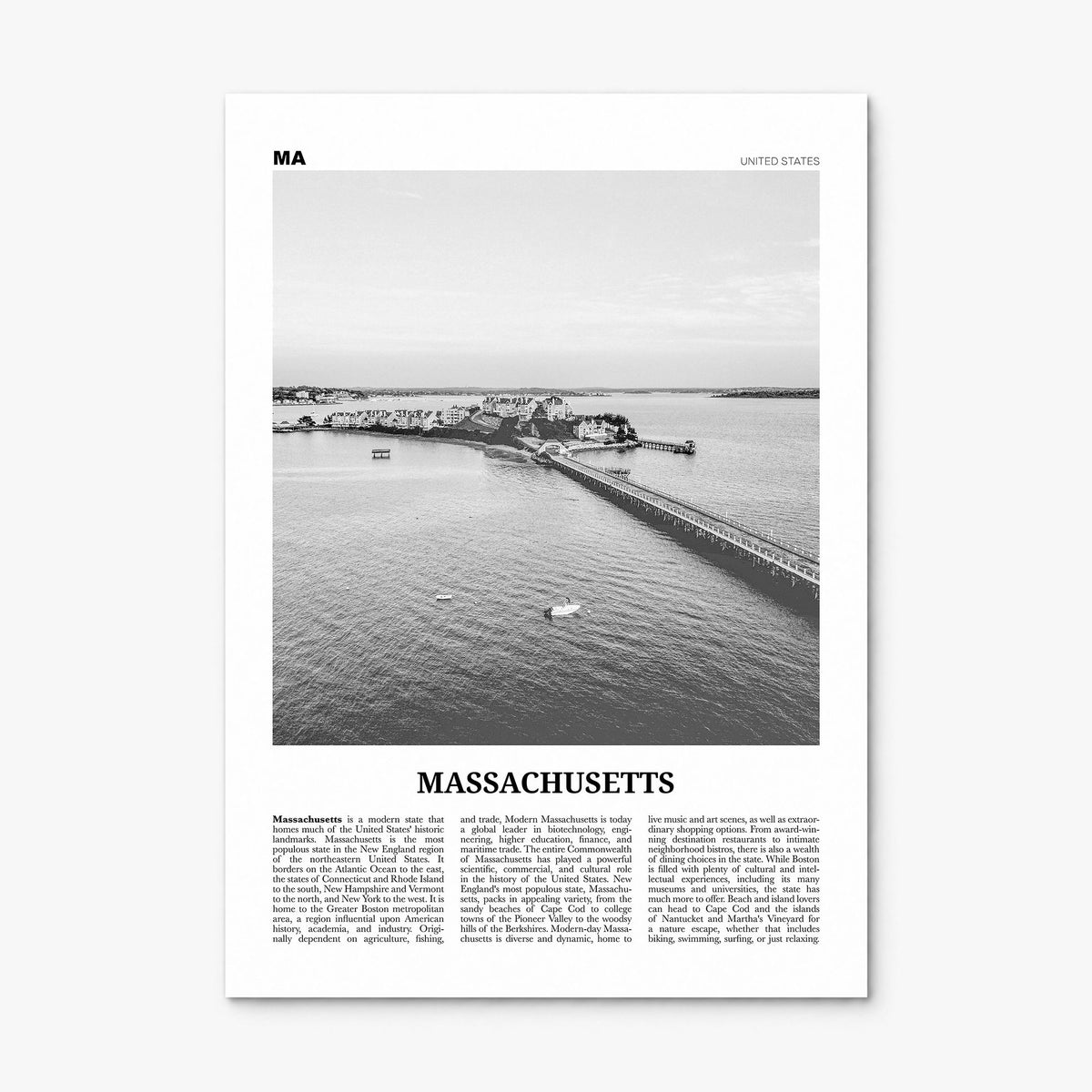 Massachusetts Newspaper No 2 Poster, print only (unframed)