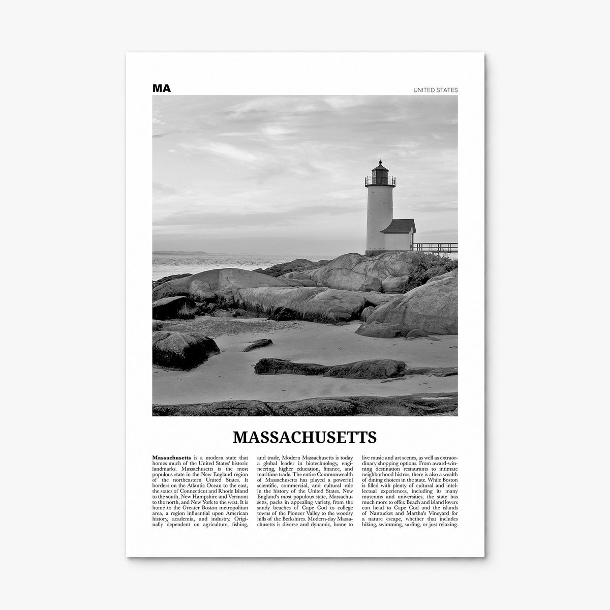 Massachusetts Newspaper No 3 Poster, print only (unframed)