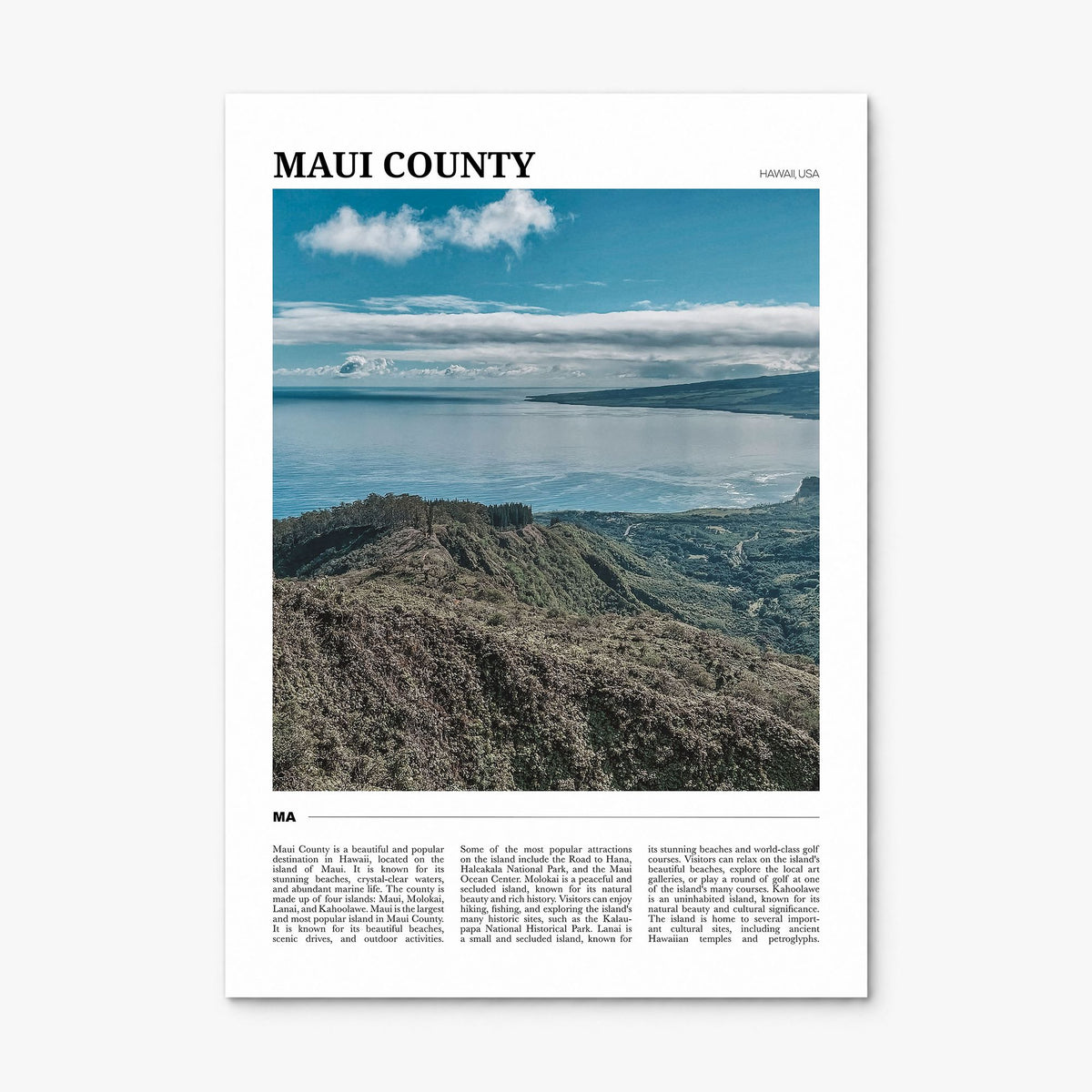 Maui County Travel Poster, print only (unframed)