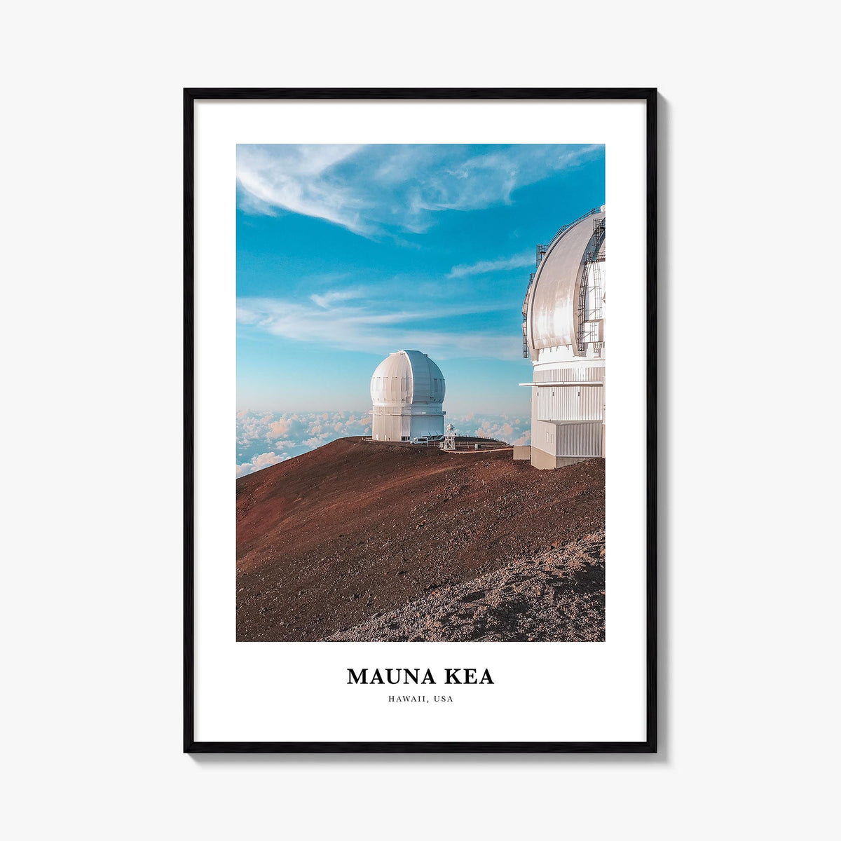 Mauna Kea colorful classic poster of Hawaii, USA – vertical wall art, unframed print shown in interior mockup