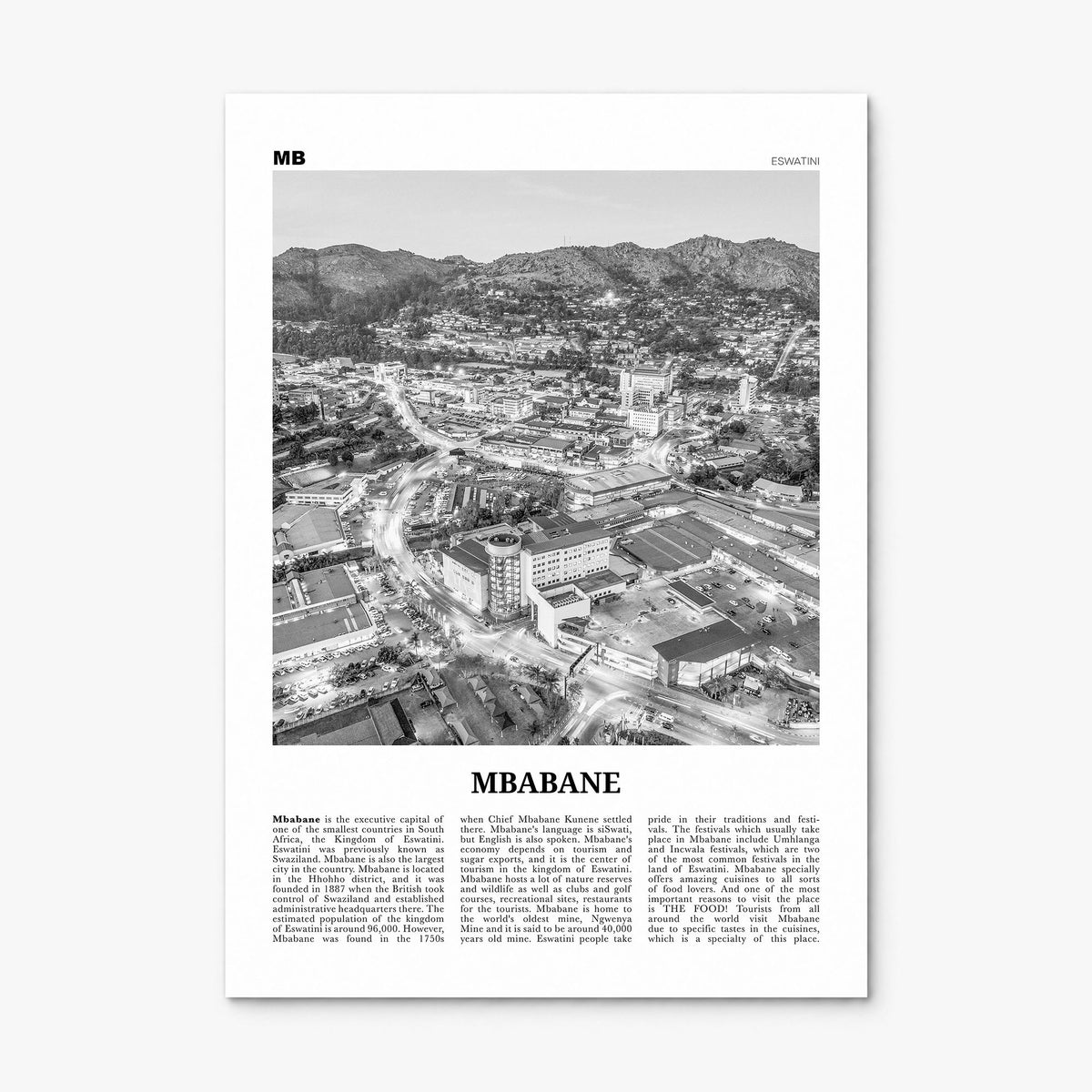 Mbabane Newspaper Poster, print only (unframed)