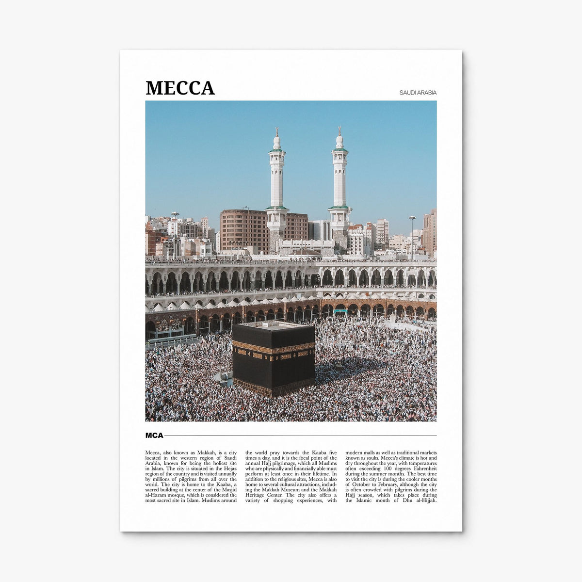 Mecca Travel Poster, print only (unframed)