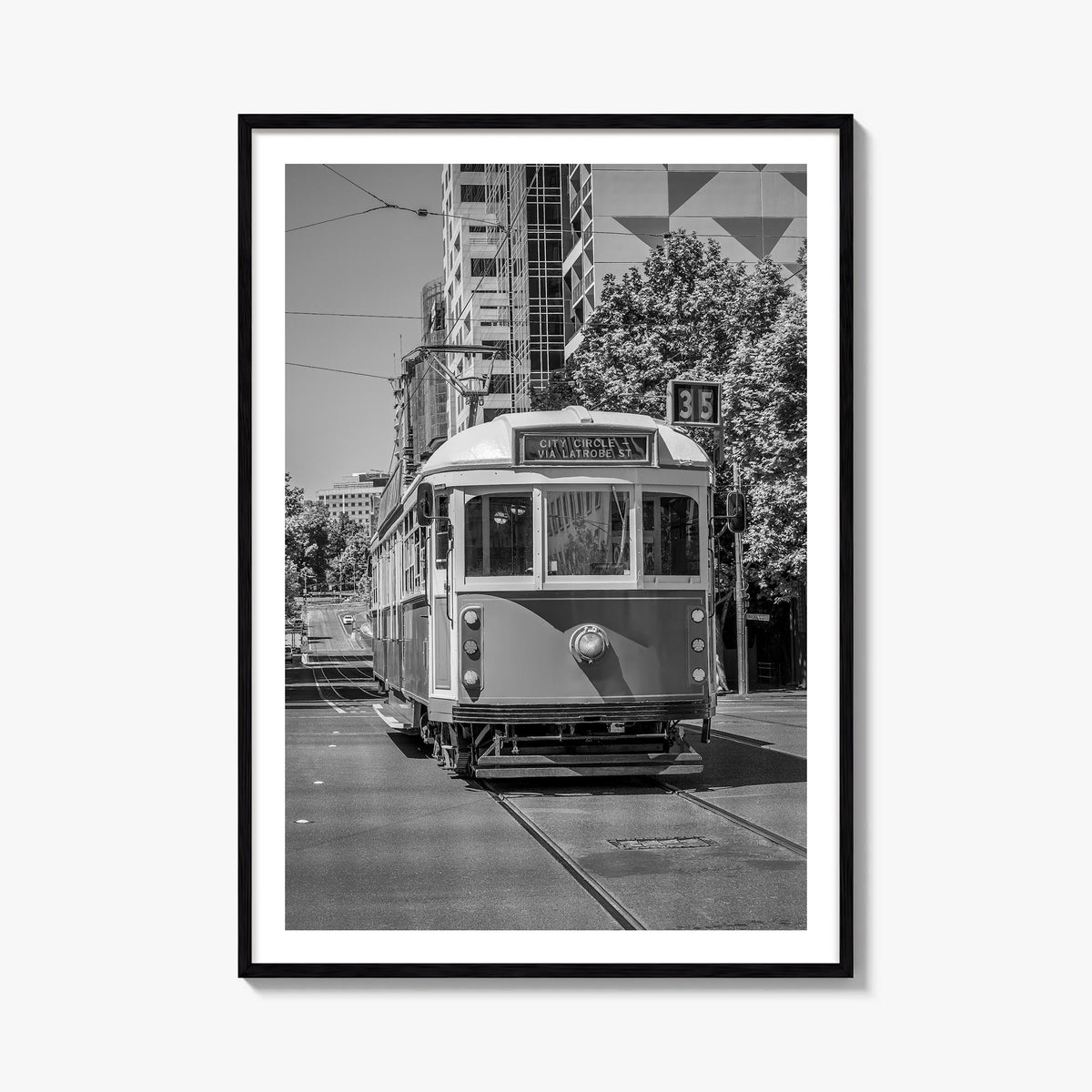 Melbourne, Australia no. 3 black & white photo poster of Australia – vertical wall art, unframed print shown in interior mock