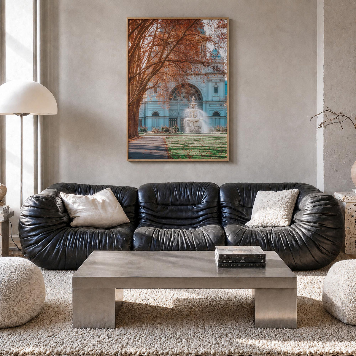 Melbourne, Australia no. 3 colorful photo poster of Australia – vertical wall art in natural wood frame, hanging on wall