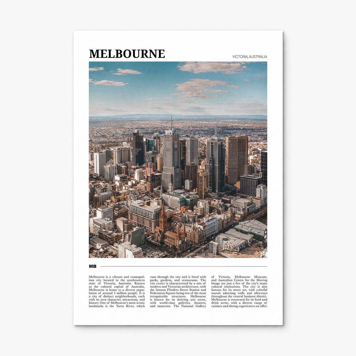 Melbourne Travel Poster, print only (unframed)