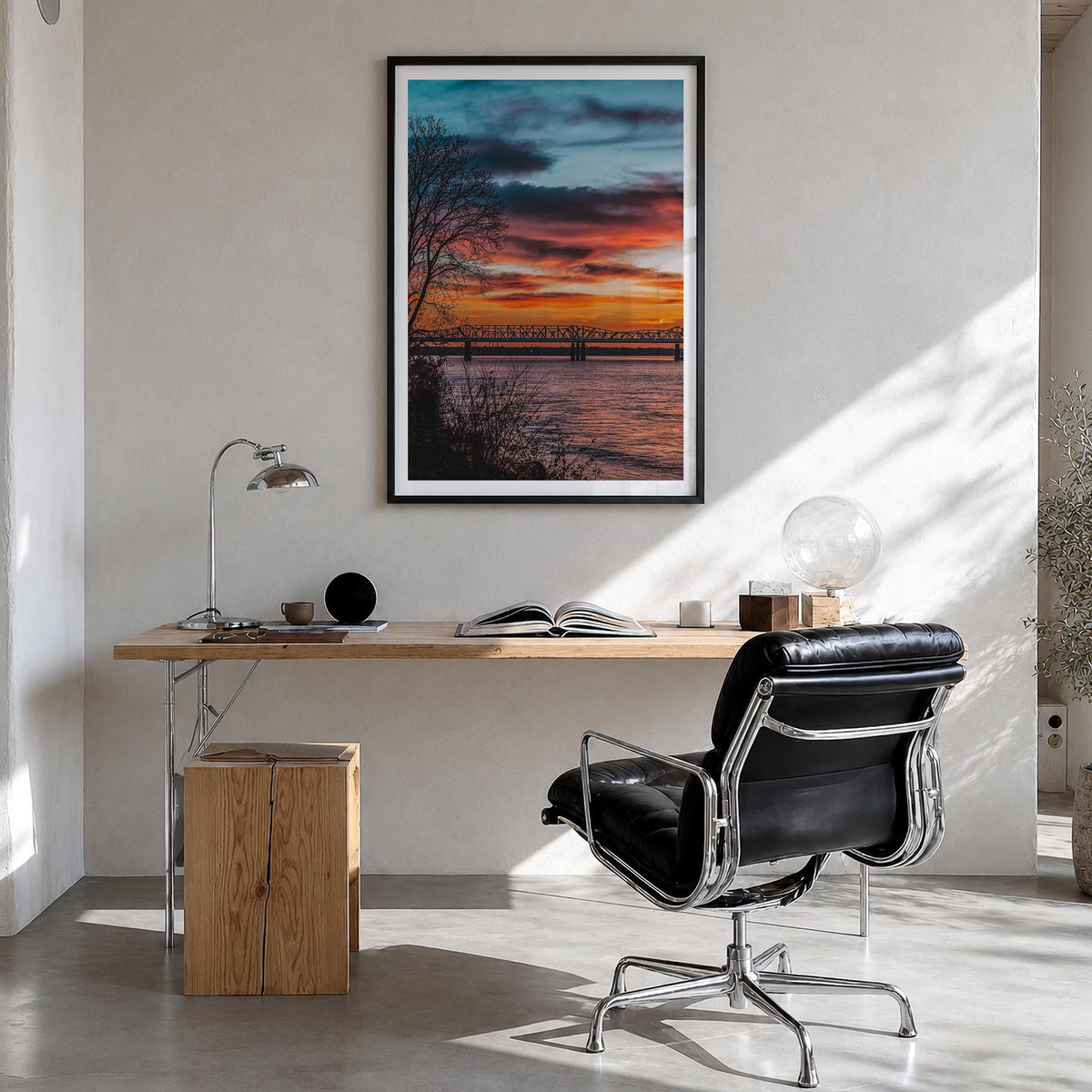 Memphis no. 2 colorful photo poster of Tennessee, USA – vertical wall art in black wood frame with white border, hanging on w