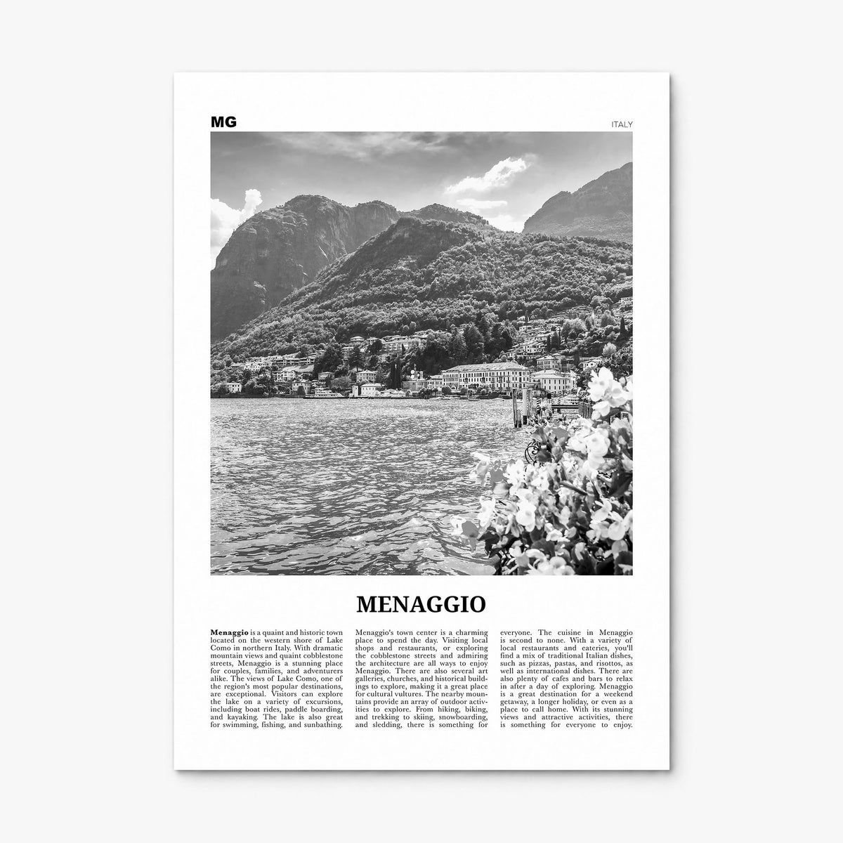 Menaggio Newspaper No 2 Poster, print only (unframed)