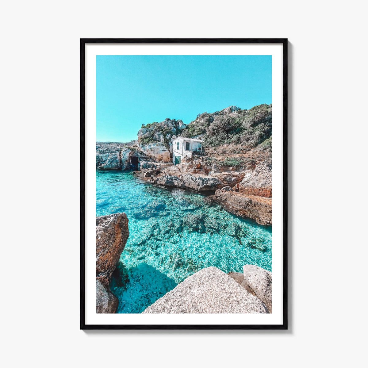 Menorca colorful photo poster of Spain – vertical wall art, unframed print shown in interior mockup