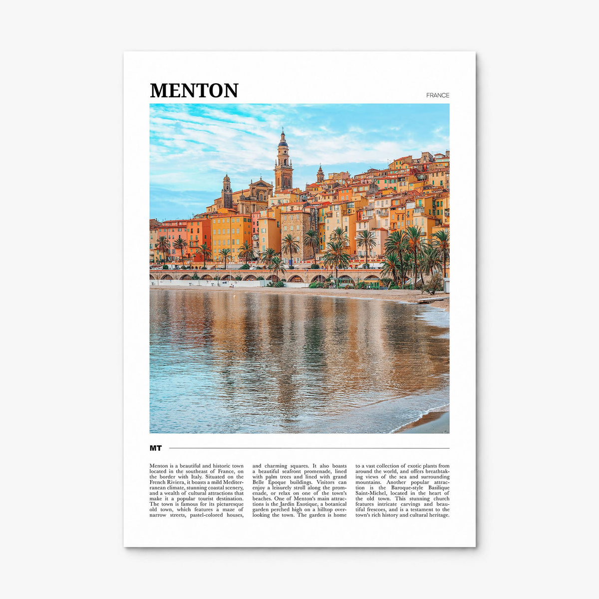 Menton Travel Poster, print only (unframed)