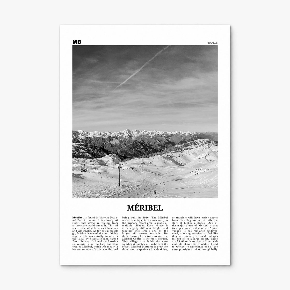 Méribel Newspaper Poster, print only (unframed)