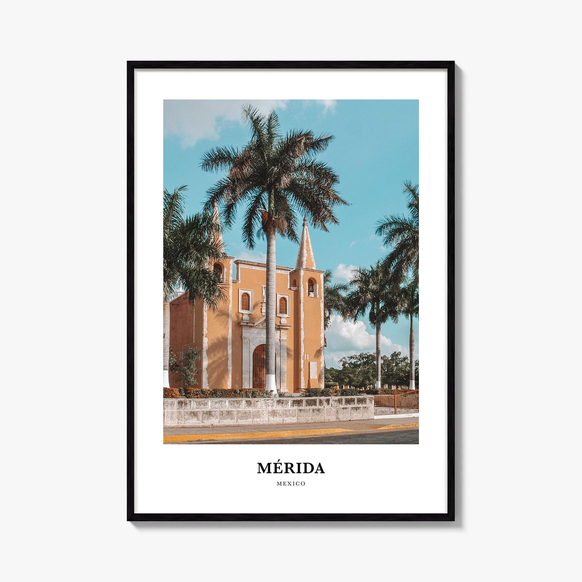 Mérida colorful classic poster of Mexico – vertical wall art, unframed print shown in interior mockup