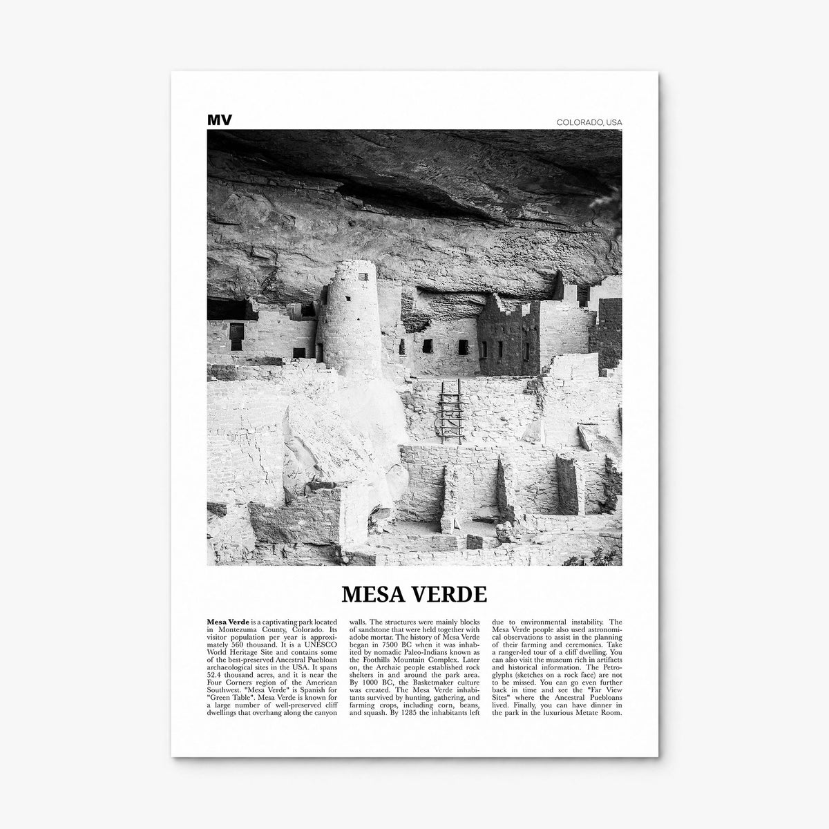 Mesa Verde National Park Newspaper Poster, print only (unframed)