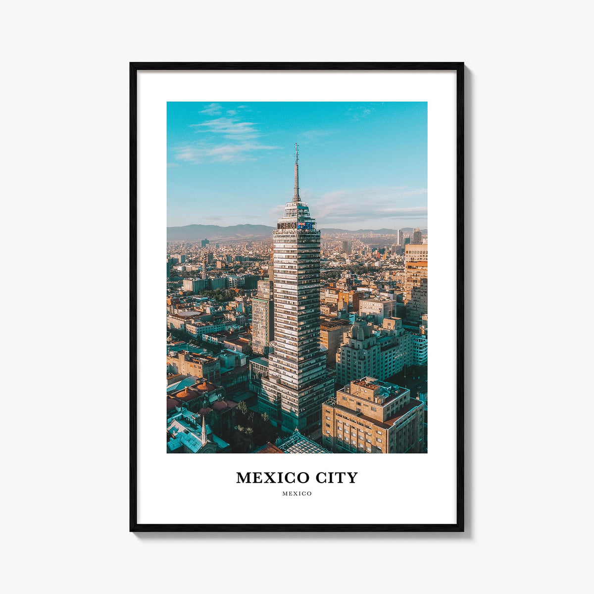 Mexico City no. 1 colorful classic poster of Mexico – vertical wall art, unframed print shown in interior mockup