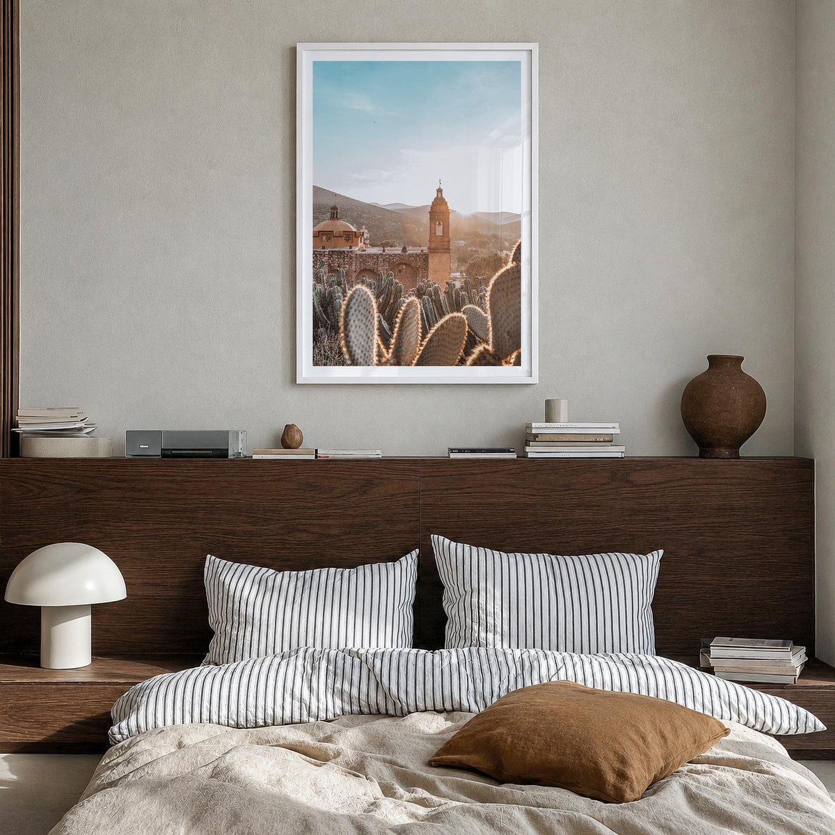 Mexico no. 1 colorful photo poster of North America – vertical wall art in white wood frame with white border, hanging on wal