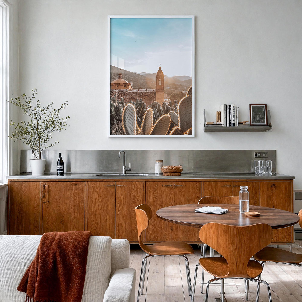 Mexico no. 1 colorful photo poster of North America – vertical wall art in white wood frame, hanging on wall