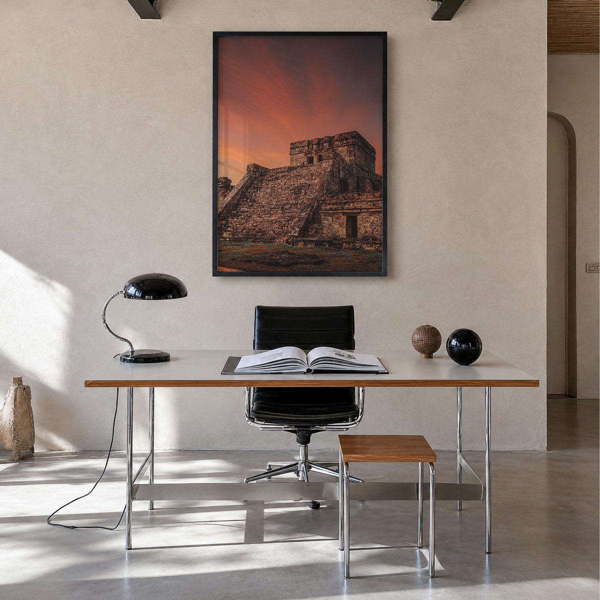 Mexico no. 2 colorful photo poster of North America – vertical wall art in black wood frame, hanging on wall
