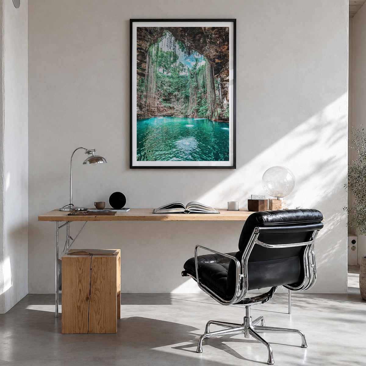 Mexico no. 3 colorful photo poster of North America – vertical wall art in black wood frame with white border, hanging on wal