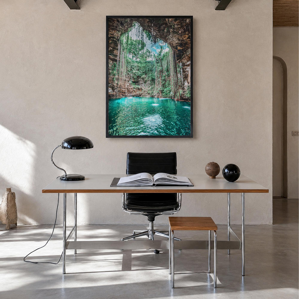 Mexico no. 3 colorful photo poster of North America – vertical wall art in black wood frame, hanging on wall