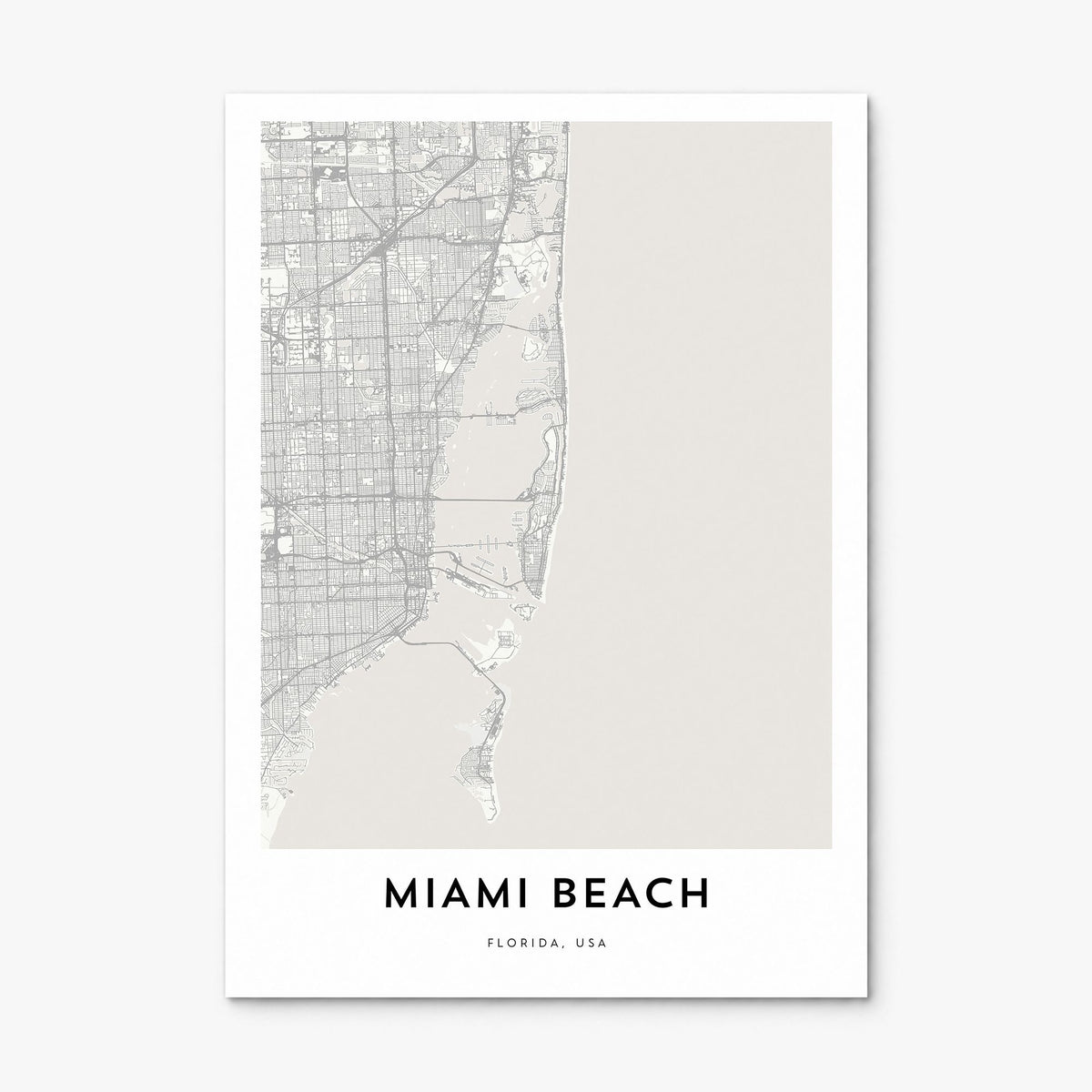 Miami Beach Map Poster, print only (unframed)