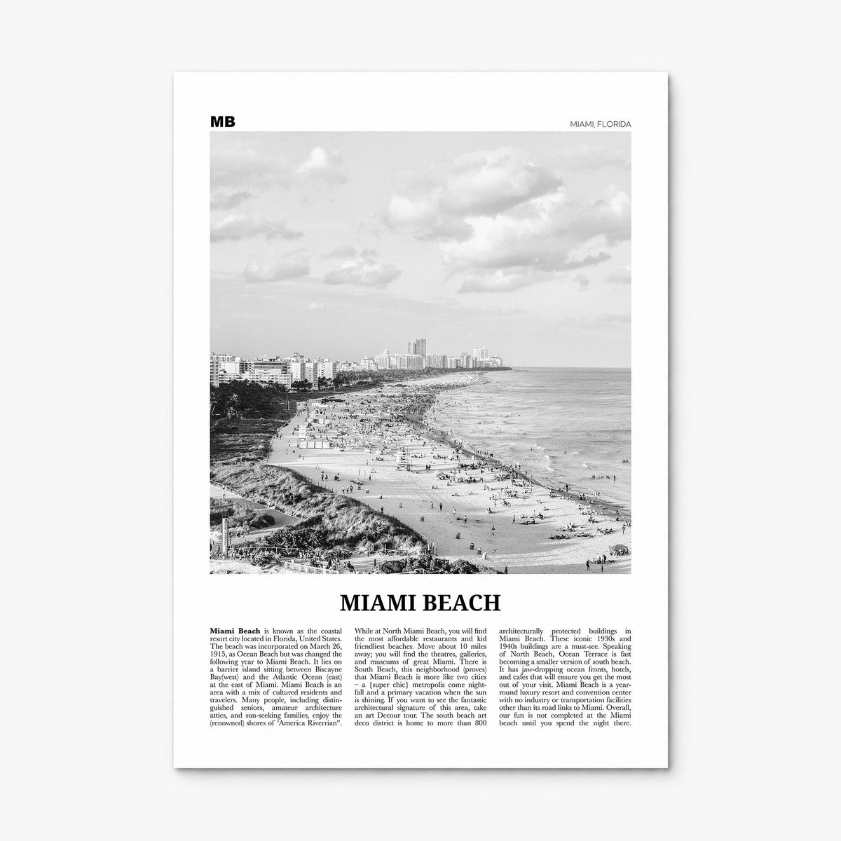 Miami Beach Newspaper Poster, print only (unframed)