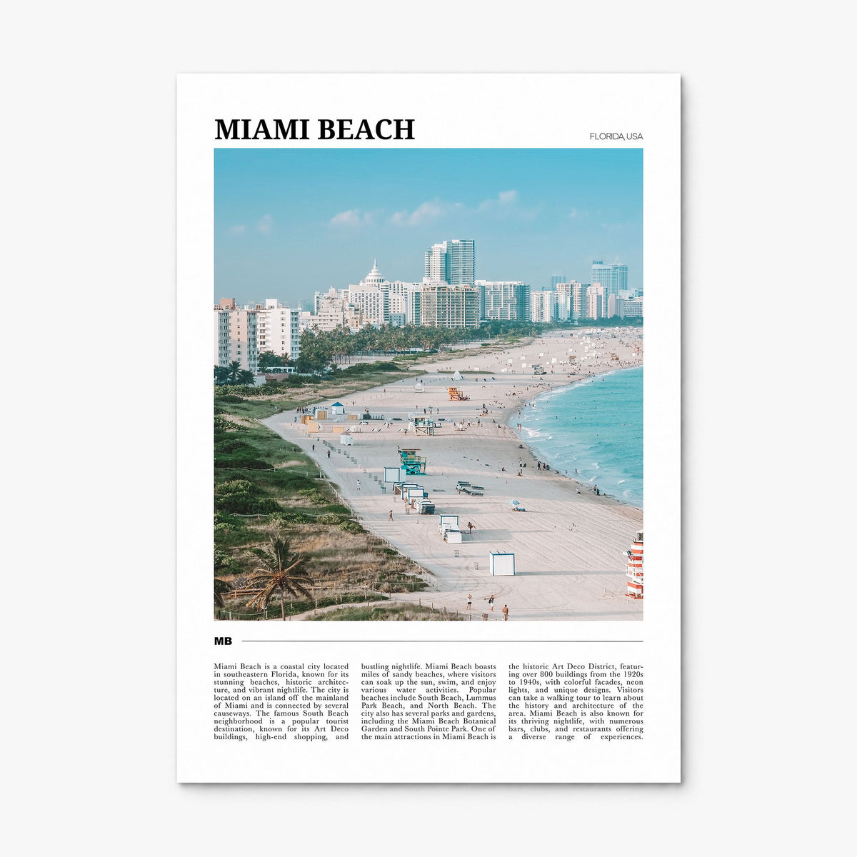 Miami Beach Travel Poster, print only (unframed)
