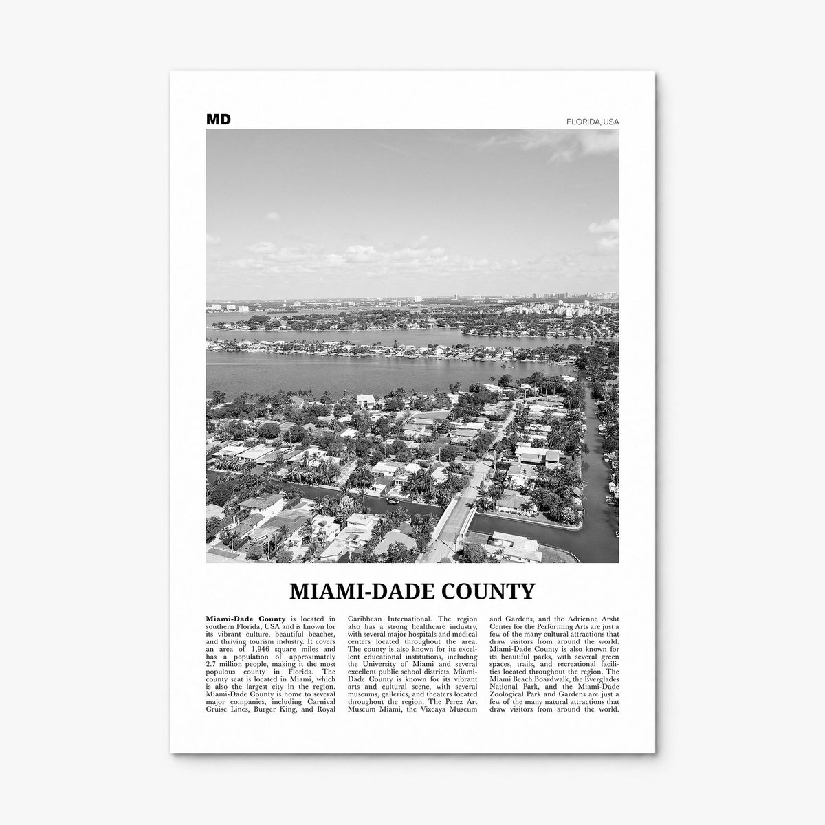 Miami-Dade County Newspaper Poster, print only (unframed)