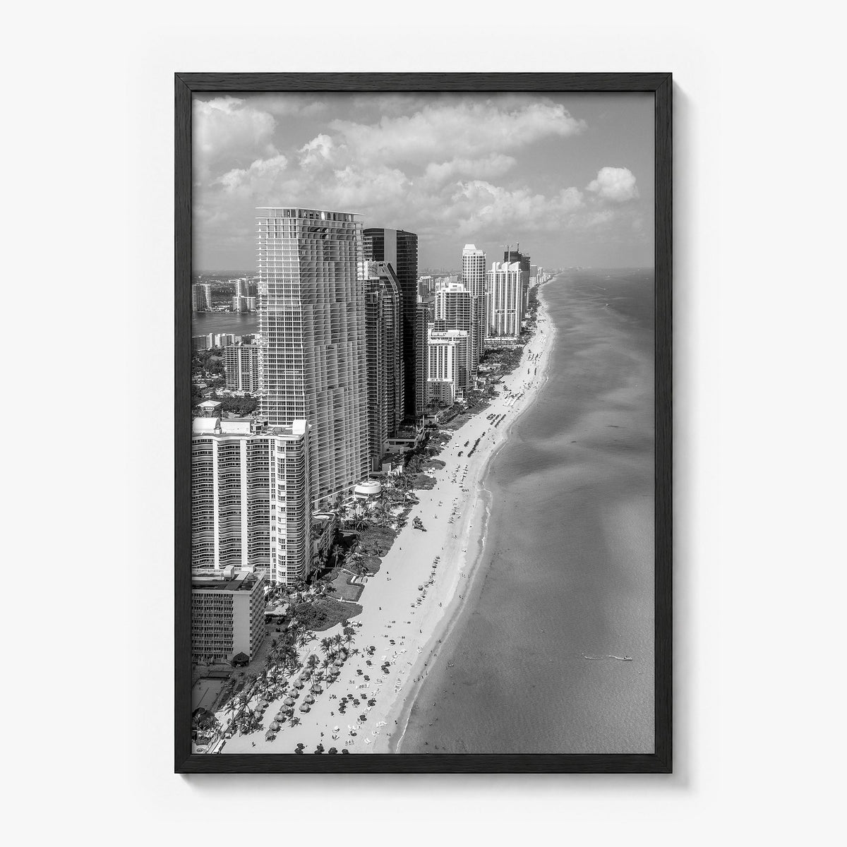 Miami Photo No 2 Poster in a black wood frame, full image (no border)