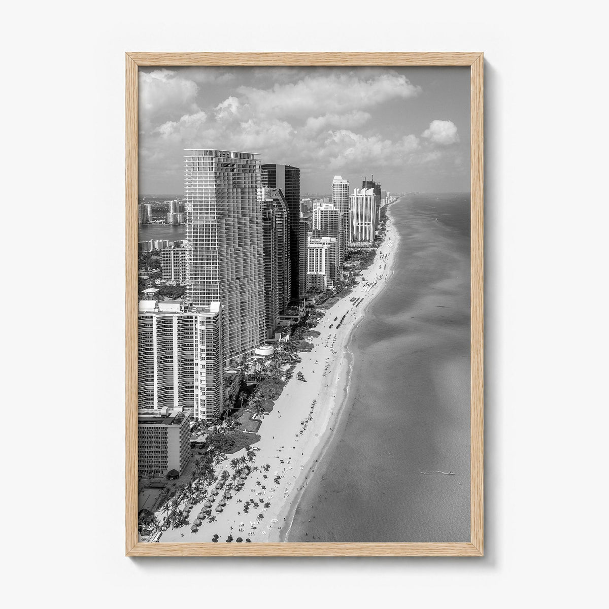 Miami Photo No 2 Poster in a natural wood frame, full image (no border)