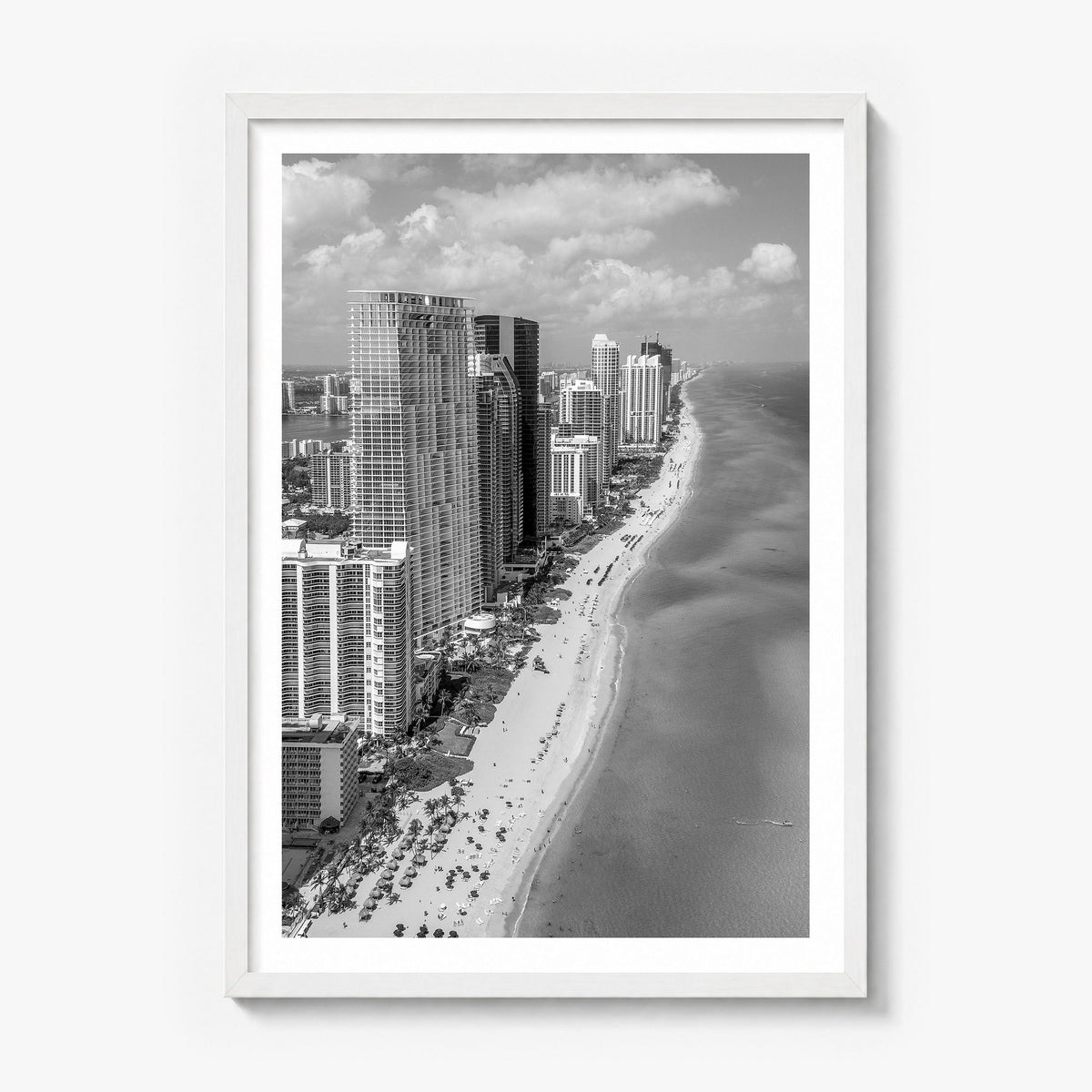 Miami Photo No 2 Poster in a white wood frame, white border
