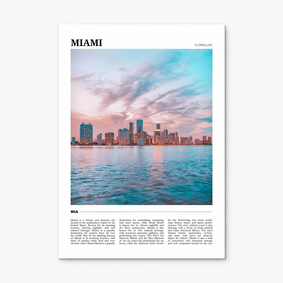 Miami Travel No 3 Poster, print only (unframed)