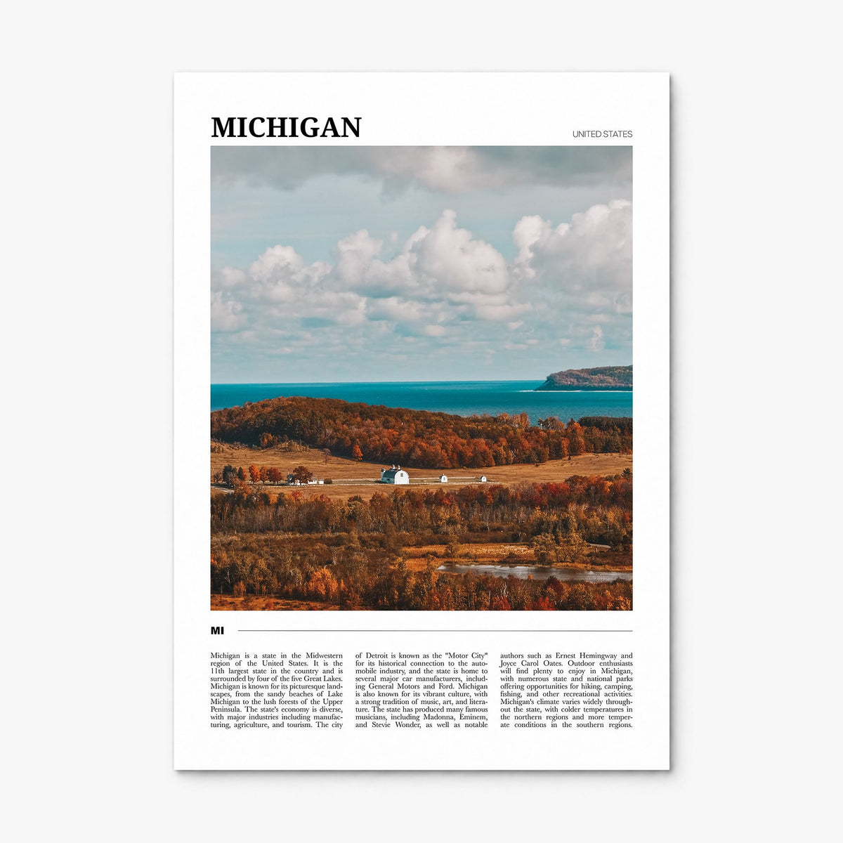 Michigan Travel No 2 Poster, print only (unframed)