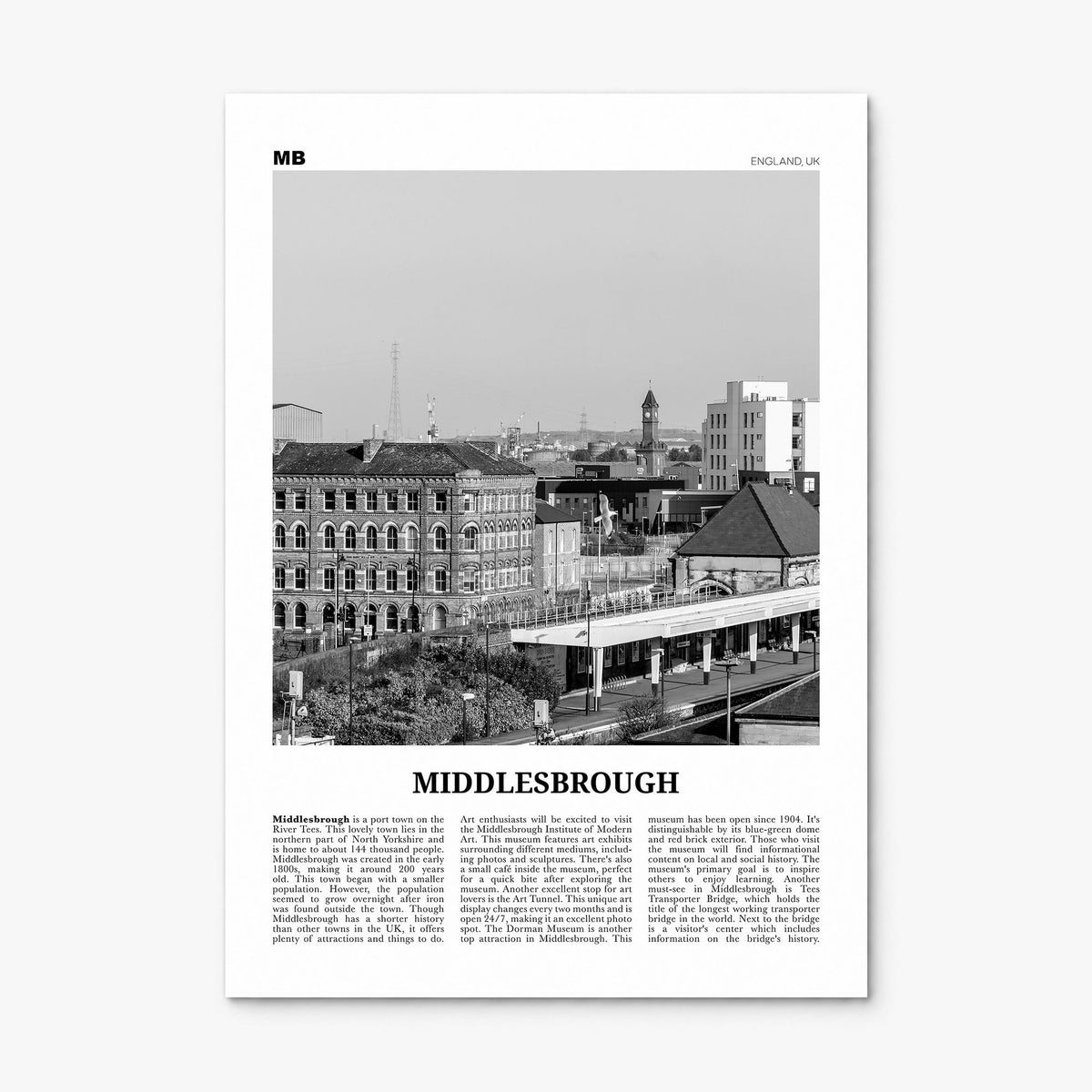 Middlesbrough Newspaper Poster, print only (unframed)