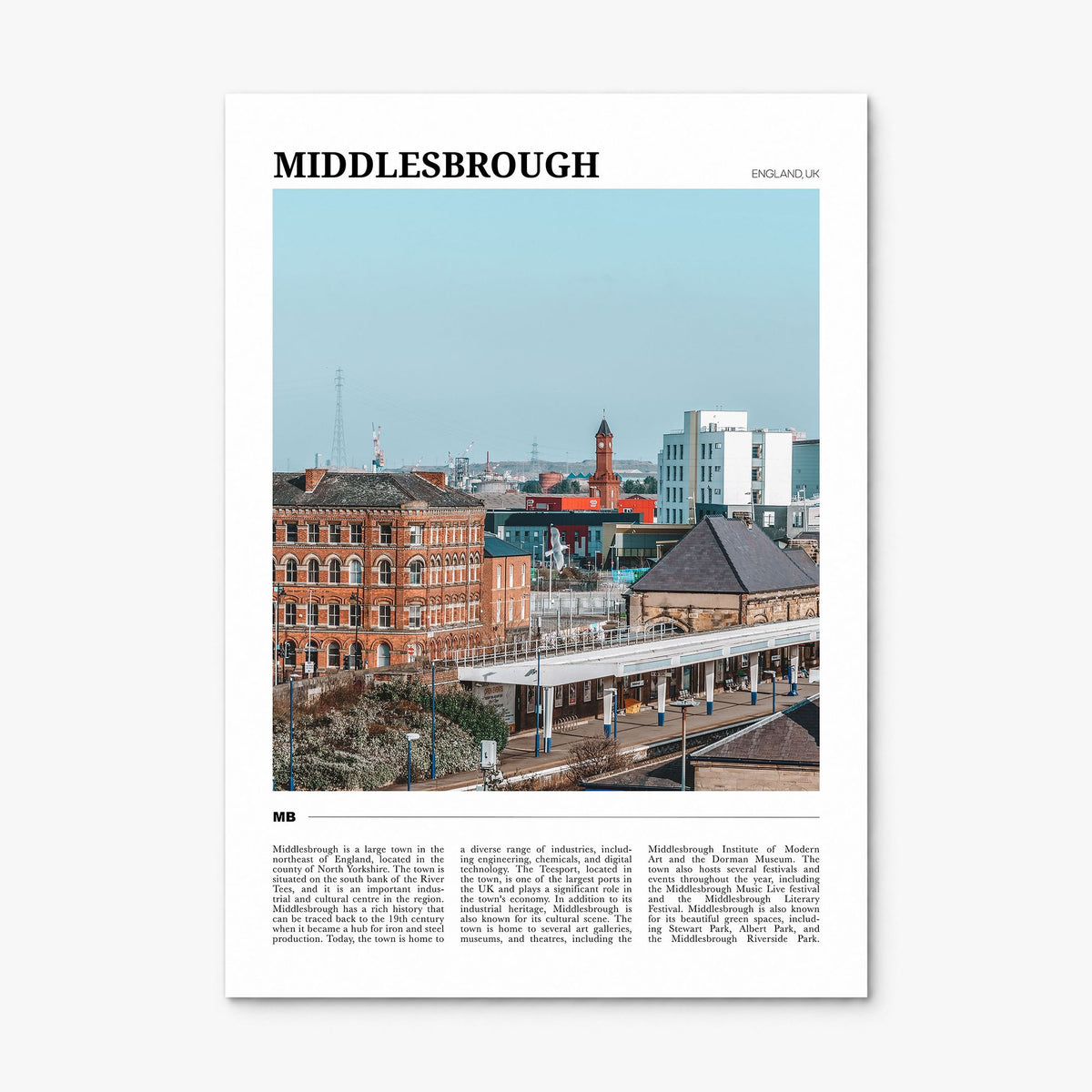 Middlesbrough Travel Poster, print only (unframed)