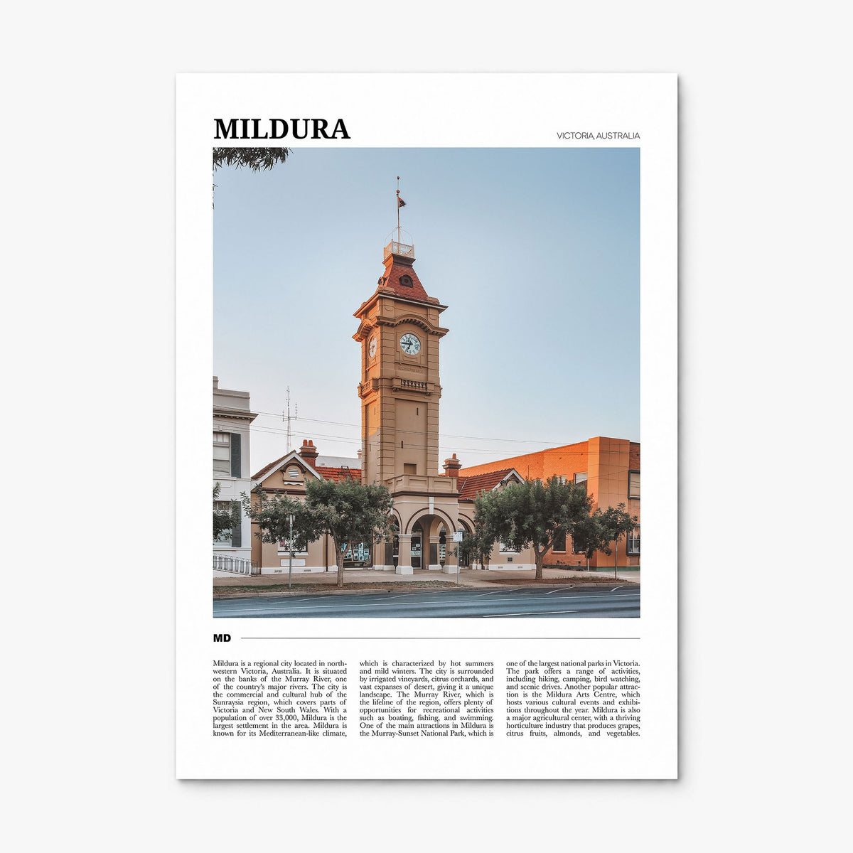 Mildura Travel Poster, print only (unframed)