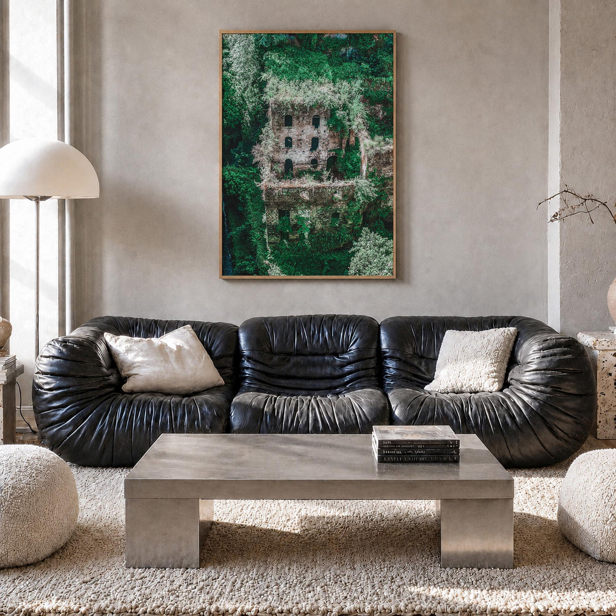Mill Valley colorful photo poster of California, USA – vertical wall art in natural wood frame, hanging on wall