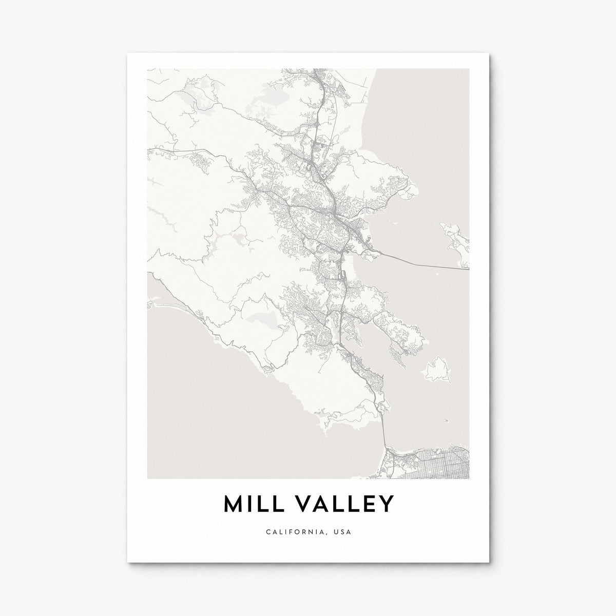 Mill Valley Map Poster, print only (unframed)