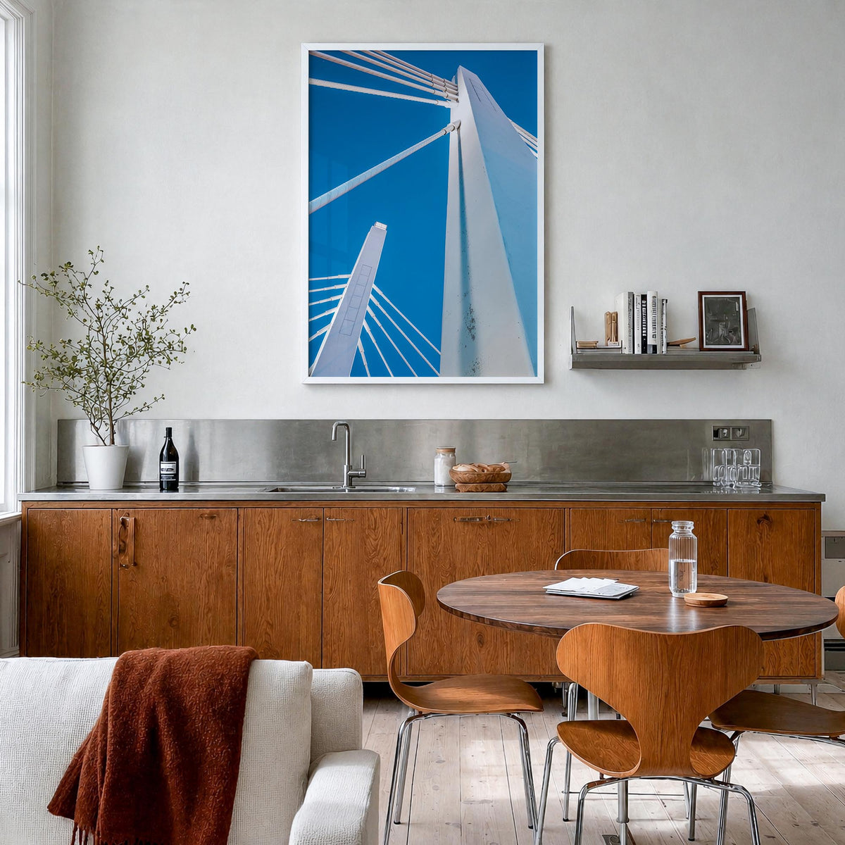 Milwaukee no. 2 colorful photo poster of Wisconsin, USA – vertical wall art in white wood frame, hanging on wall