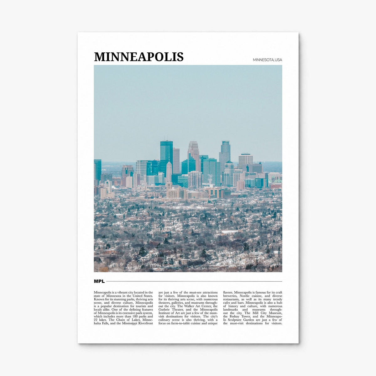 Minneapolis Travel No 1 Poster, print only (unframed)