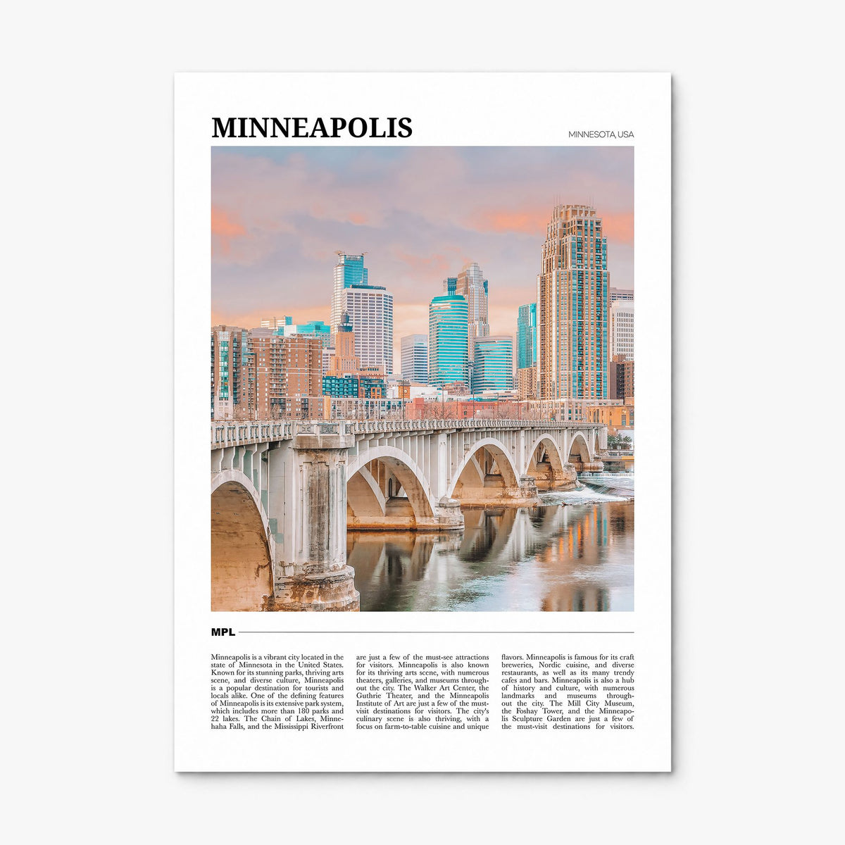 Minneapolis Travel No 2 Poster, print only (unframed)