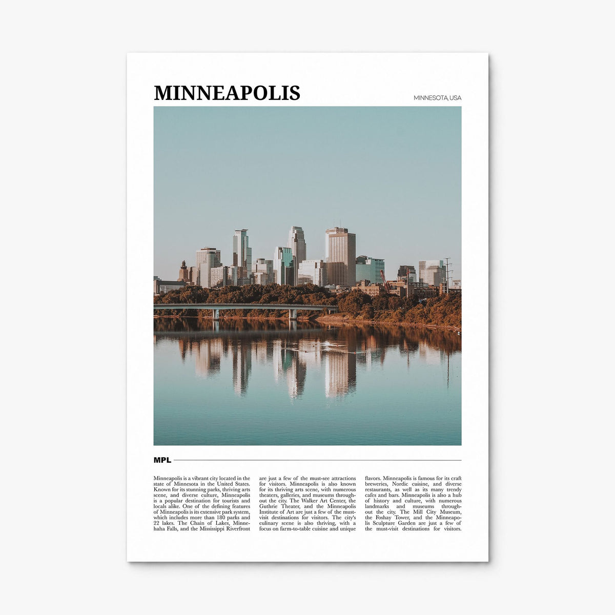 Minneapolis Travel No 3 Poster, print only (unframed)