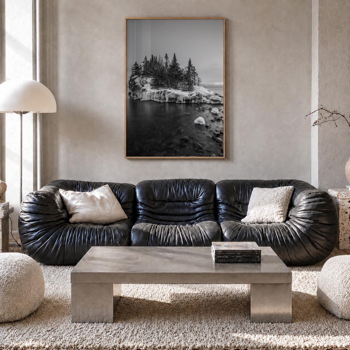 Minnesota no. 2 black & white photo poster of United States – vertical wall art in natural wood frame, hanging on wall