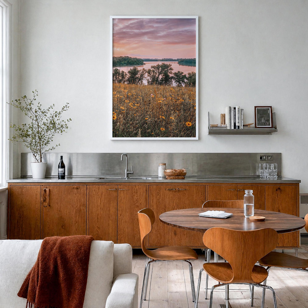 Minnesota no. 2 colorful photo poster of United States – vertical wall art in white wood frame, hanging on wall