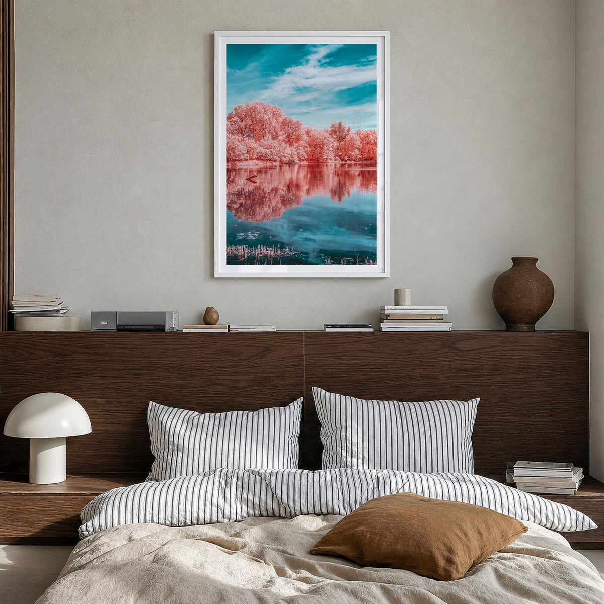Minnesota no. 3 colorful photo poster of United States – vertical wall art in white wood frame with white border, hanging on