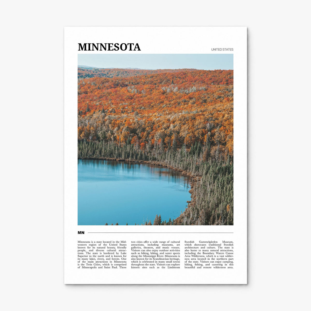 Minnesota Travel No 2 Poster, print only (unframed)