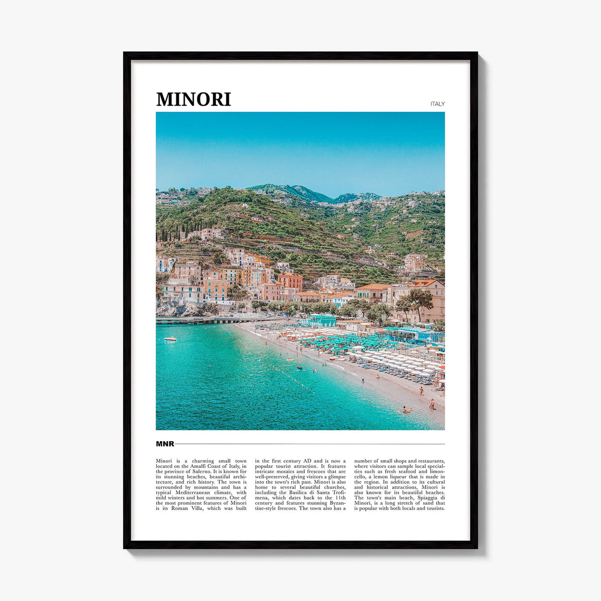 Minori Travel Poster, framed poster mockup