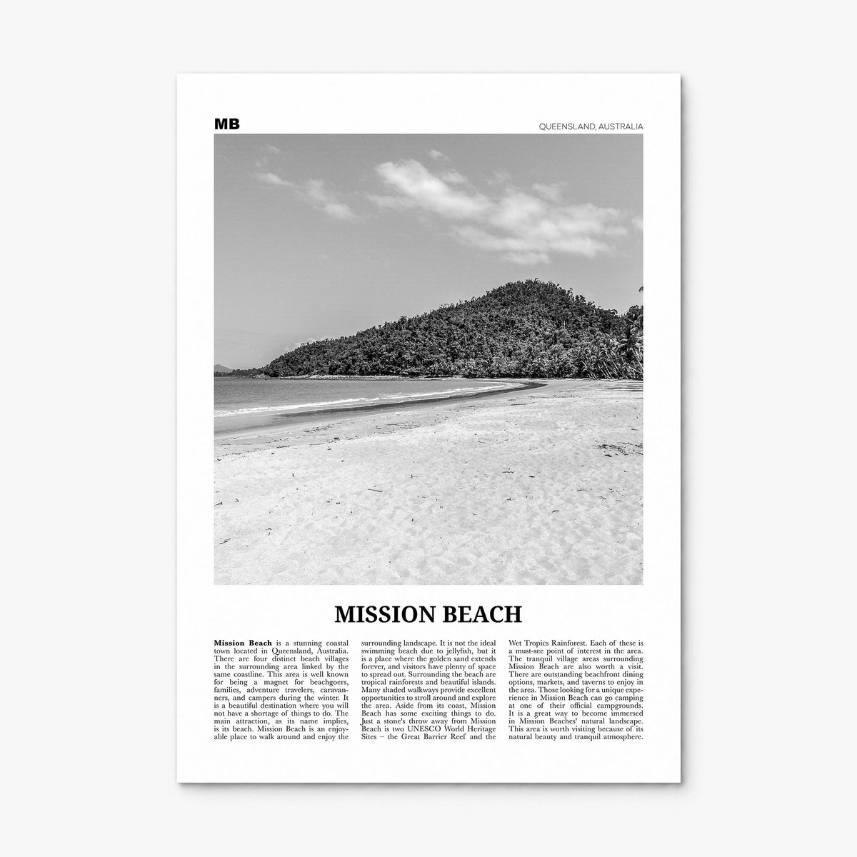 Mission Beach, Queensland Newspaper Poster, print only (unframed)