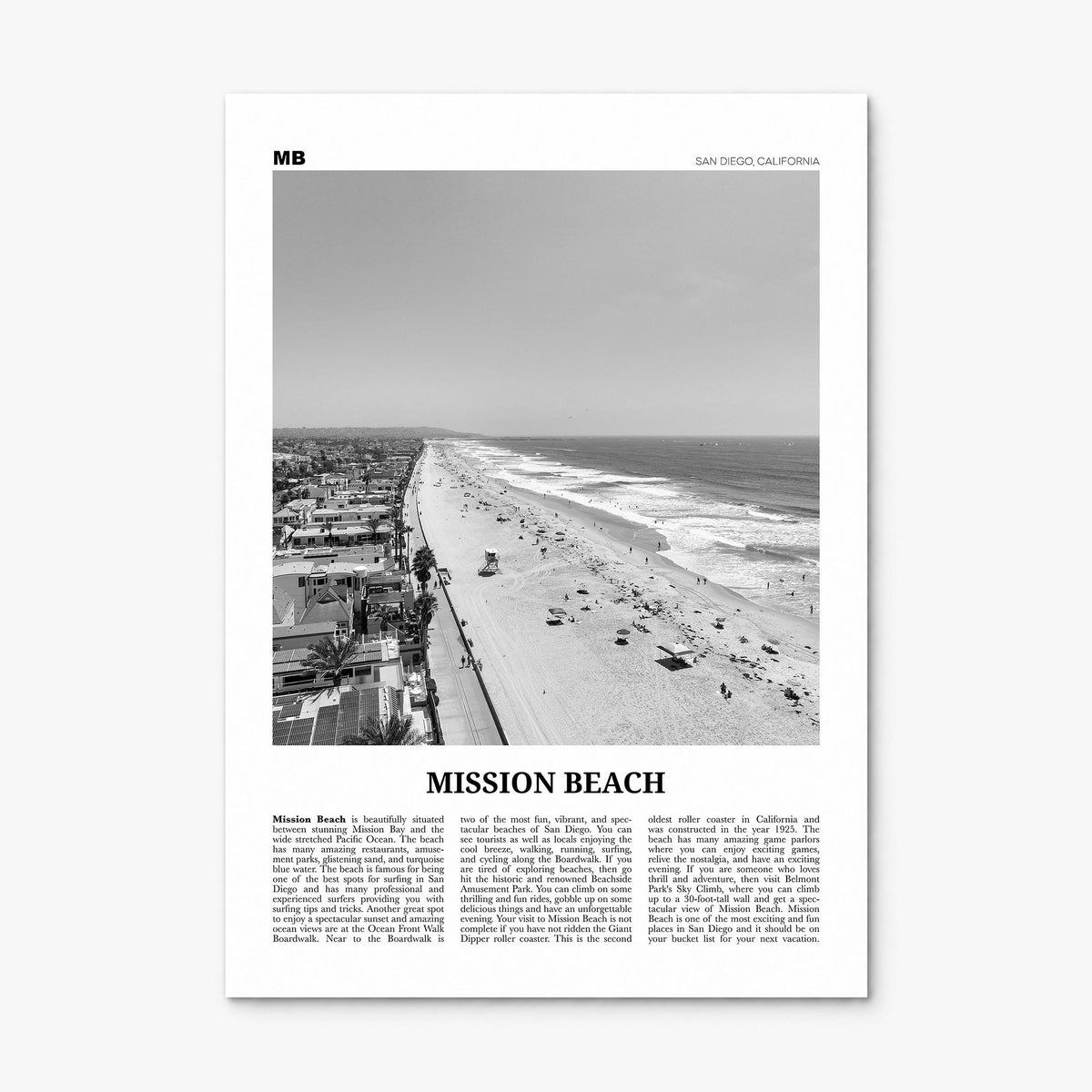 Mission Beach, San Diego Newspaper No 1 Poster, print only (unframed)