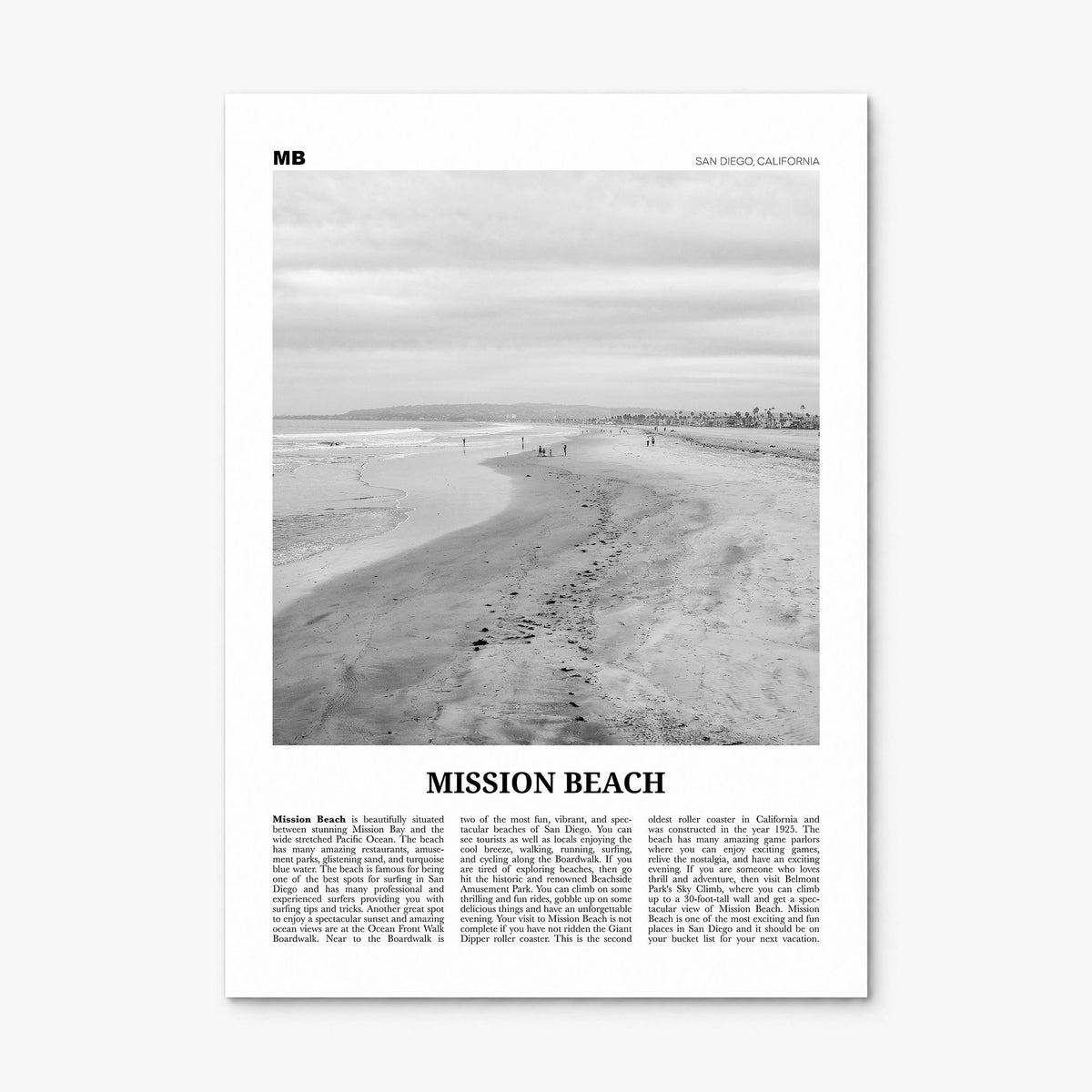 Mission Beach, San Diego Newspaper No 2 Poster, print only (unframed)