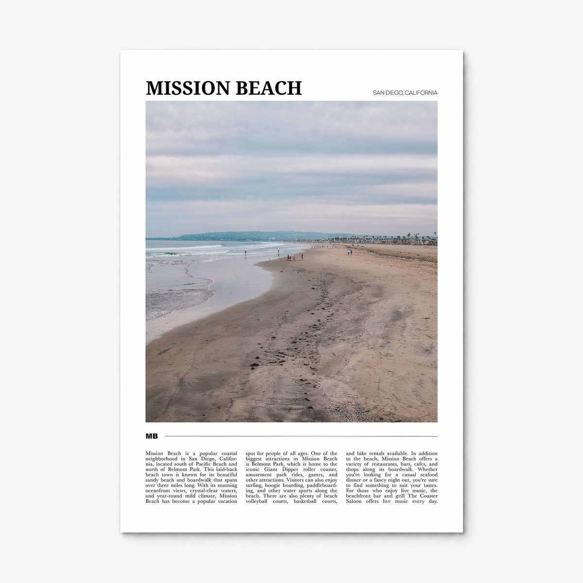 Mission Beach, San Diego Travel No 1 Poster, print only (unframed)
